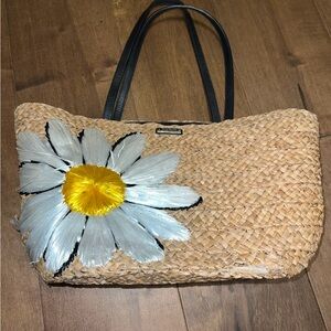 Kate Spade Tan and White Daisy Tote Bag